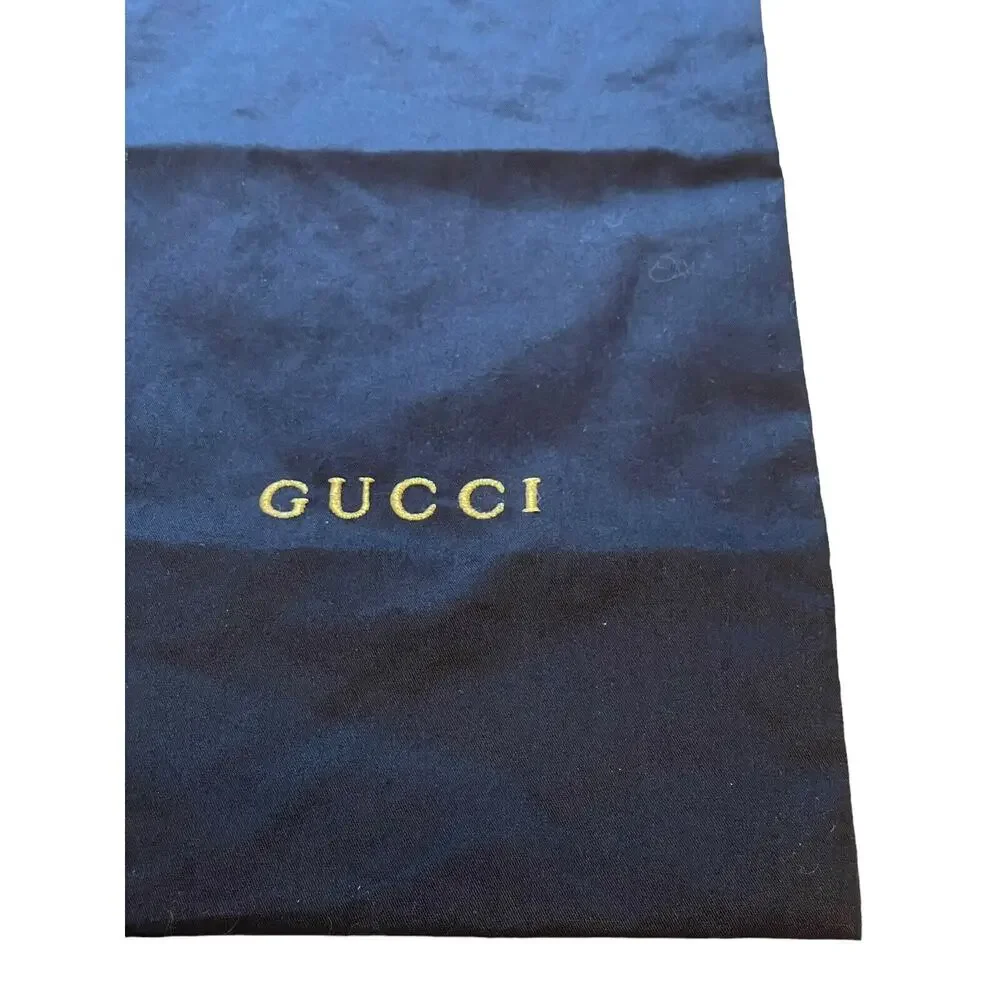 Gucci Small Rectangle Dust‎ Bag Drawstring Embroidered Black Gold Cotton Storage